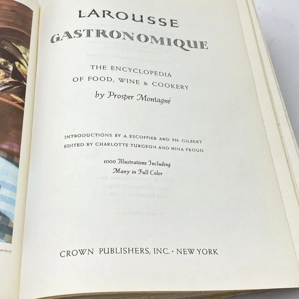 VTG 1965 Larousse Gastronomique Crown Publishers Cookbook 1961 First‎ Edition